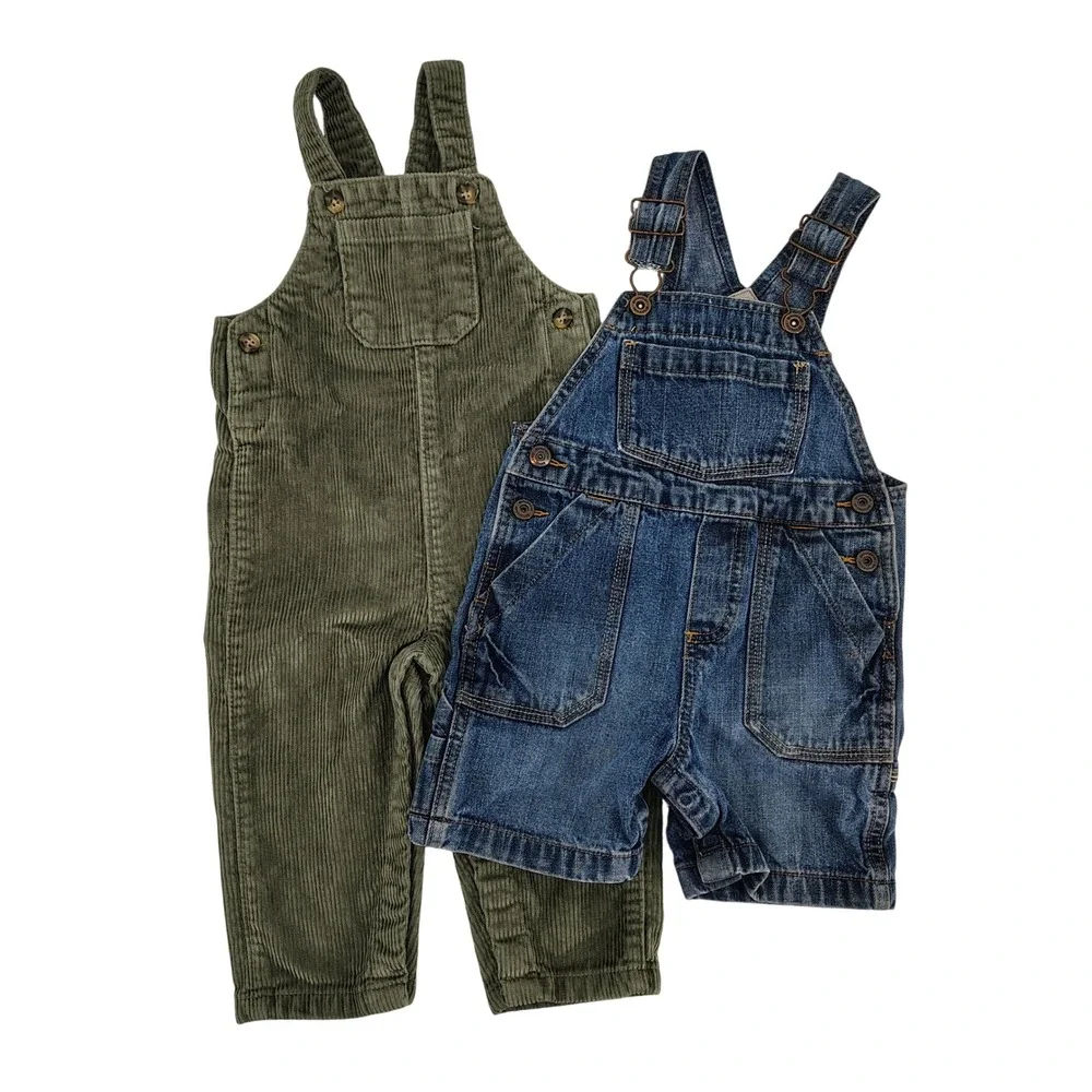 Overalls Bundle Baby 18M Blue Green Denim Corduroy Genuine Kids OshKosh Carters